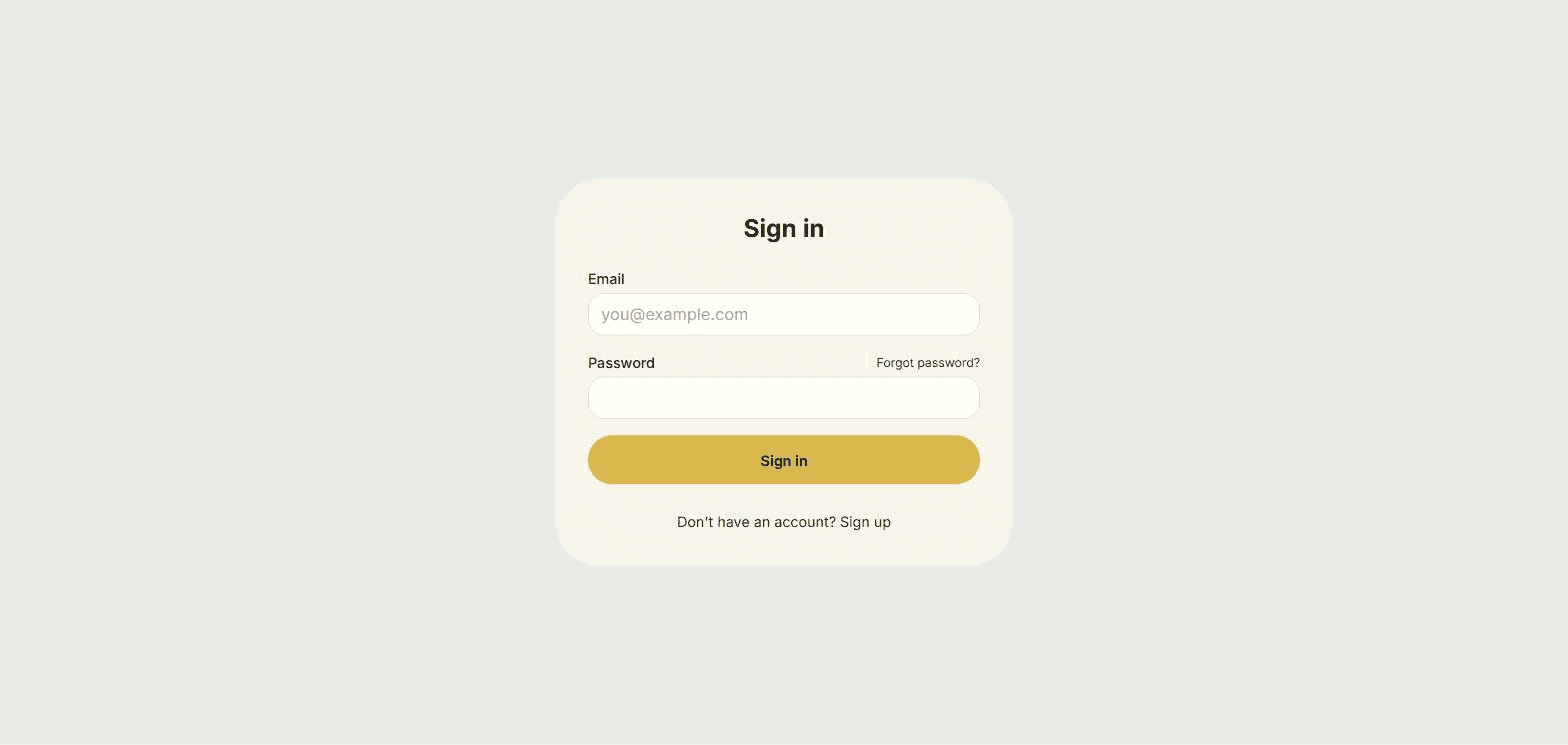 Sign in form with Email and Password fields, a Forgot password link, and a Sign in button.